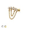 MULTI ROUND CZ DANGLE CHAIN TOP 316L SURGICAL STEEL THREADLESS (PUSH IN ) LABRET SET